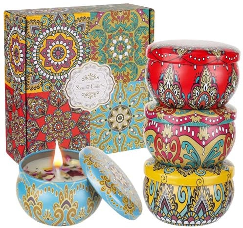 XTDMJ Duftkerzen Geschenke für Frauen, 4 Stück Natürliches Sojawachs Aromatherapie Kerzen Set, Duftkerze für Stressabbau, Körperentspannung, Weihnachten, Geburtstag, Badezimmer, Yoga