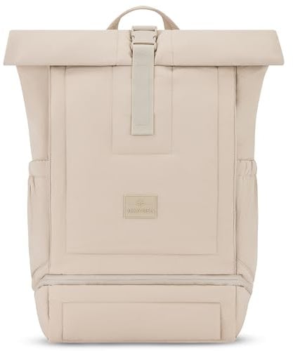 Johnny Urban Rolltop Rucksack Damen & Herren Beige - Kyle - Puffy Tagesrucksack mit Laptopfach für Uni Arbeit Reise - Laptop Backpack aus Nylon - Wasserabweisend