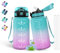 Gourde, 500ml Gourde Enfant, Gourde Paille, Anti-Fuite, Gourde Graduée pour 1 Journee, Facile à Nettoyer, Gourde Graduée avec Slogan de Motivation, Bouteille d'eau pour l'École, Voyage, Vert-Rose