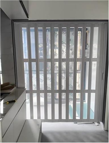SAFWELAU Closet Sliding Door Sliding closet doors White Accordion Door to Separate Rooms, Acrylic Glass Through Sliding, 200-80 cm Wide(WxH 31x80in(78.5x203cm))
