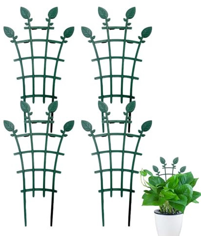 Trellis Garten - 4x Stapelbare Vine Rankgitter Blumentopf grün beschichtet Pflanzenständer Kletterpflanzen Rankgitter Blumentopf überlappend Rankgitter Rankgitter Blumentopf Rankhilfe p