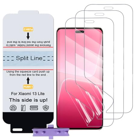 SLBESTLUC 3 Piezas Películas de Hidrogel para Xiaomi 13 Lite, TPU Protector Pantalla Flexible, 0.15mm HD Transparente, Reparación Automática [no vidrio templado]