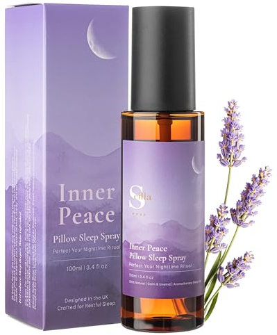 Sleep Gift Set with Pillow Spray – Subtle, Long-Lasting Lavender & Chamomile Scent to Help You Drift Off – Calming Wellness Gift for Everyone (Inner Peace Sleep Spray, 100 ml)