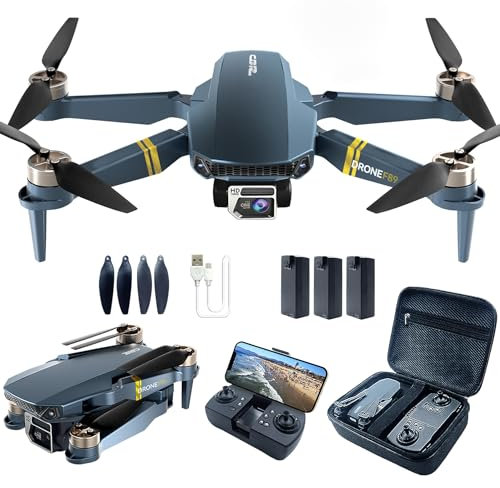 Drone pliable pour débutants - Portée 800 mètres, 60+ min de vol, WiFi FPV, Caméra 4K HD, Moteur brushless, Auto Hover, Auto Follow (3 batteries)
