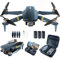 Drone pliable pour débutants - Portée 800 mètres, 60+ min de vol, WiFi FPV, Caméra 4K HD, Moteur brushless, Auto Hover, Auto Follow (3 batteries)