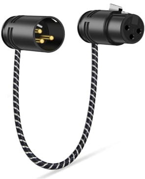 WLTASUY Right Angle XLR Cable,Adjustable-Angle Low-Profile Female XL-R to Male X-LR Microphone Cable,360 Degree Rotatable Cord Adapter for Powered Speakers,Recording Devices 1FT