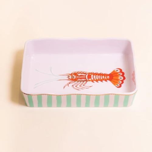 Yvonne Ellen Lobster Rectangular Roaster Large | Non-Stick Large Roasting Tin, Deep Oven Tray & Roasting Dish, Ideal Large Roasting Pan, Stoneware Style Roaster | 30CM x 22CM x 6CM