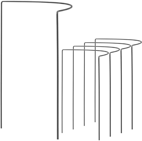 10 STÜCK Pflanzenstütze Staudenstütze halbrund Grau - Ø 38 cm - 70 cm hoch aus 4mm kunststoffummantelten Draht Metall - Buschstütze - Staudenstütze Pflanzbogen Staudenhalter Rankhilfe Pflanzenring