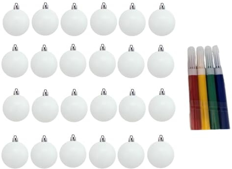 MagiDeal 24 Palline Di Natale Vuote Infrangibili Fai Da Te Da 3 Cm Con 4 Penne, Addobbi Natalizi per Albero in Materiale Pp, Palline per L'albero Con Gancio Ghirlande, Bar, Riunioni Di Famiglia