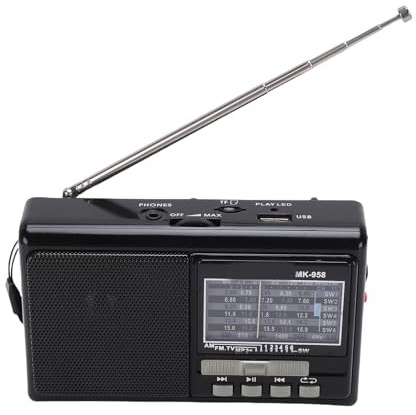 ASHATA Tragbares Radio AM FM SW, Retro Radios Vintage mit Einziehbaren Antennen, für ältere Camping Notfälle Im Freien