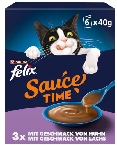 FELIX Sauce Time mit Huhn, Lachs und kulinarische, 24er Pack (4 x 6 x 40g) | mit Huhn, Lachs und kulinarische Extras