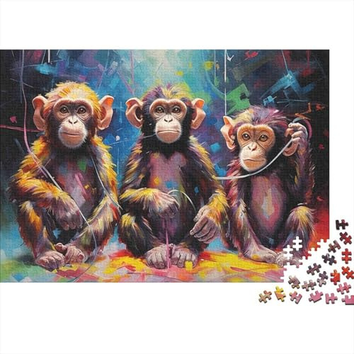 Colorful Monkey Trio Puzzle for Adults & Age 14 Up: Colorful Monkey Trio Fun Present & Activity for Home Gift 38x26cm/1000pcs
