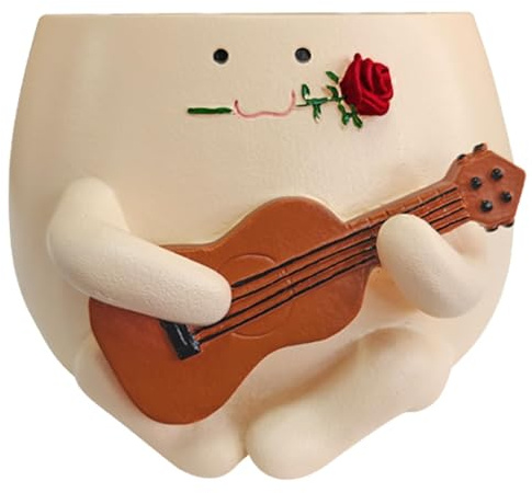 vasi da fiori leggeri, fioriera da giardino per piante grasse, viti, azalee, orchidee, vaso da interno con motivo a rose ukulele, contenitore per piante, vaso in resina per decorazione