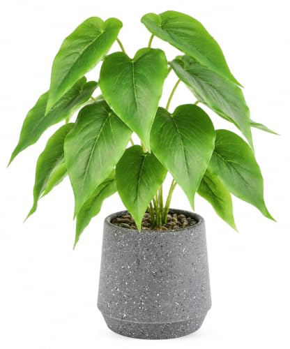 DETENE Planta Artificial Pequeña con Maceta Decorativa para Escritorio | Hojas moldeables, sin mantenimiento, ideal para salón, baño o estantería y crea una decoración con tu propio estilo.