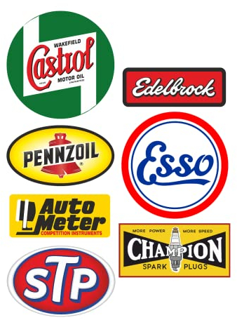cut-it folientechnik & design MG617 / Aufkleber Set Öl Breite je ca. 6cm Castrol STP Esso Pennzoil Tuning Racing Rennsport Vintage Oldtimer
