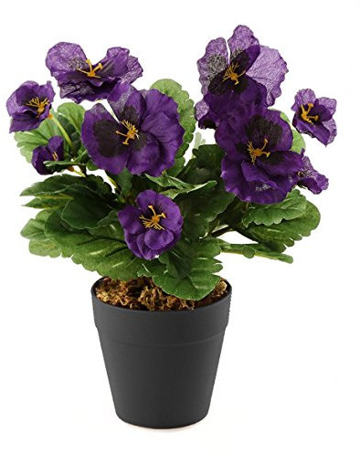 Best Artificial 30cm Purple Pansy Flower Plug Bedding Plant Bunch - Pot NOT Included