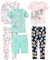 Simple Joys by Carter's 6-Piece Snug Fit Cotton Pajama Set Pigiama, Bianco Zebra/Blu Marino Ciambelle/Rosa Elefante/Verde Pois, 5-6 Anni (Pacco da 3) Bambina