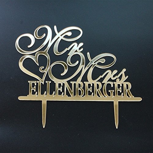 Fashion Hochzeitstorte Topper Personalisierte Mr Mrs Kuchen Topper mit Herz Custom Spiegel Gold Monogramm Hochzeit Dekoration Mariage