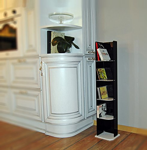 Porta CD a colonna in cristallo acrilico Strauss con 5 ripiani colore bianco nero