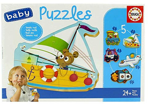 Educa - Verkehrsmittel, Baby Puzzleset mit 5 Puzzles für Kinder ab 24 Monaten (18059)
