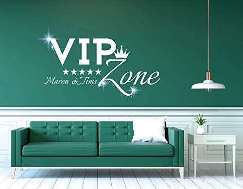 tjapalo® pkm456 wandtattoo vip lounge Wandtatoo Wohnzimmer Paare Wandsticker Wohnzimmer Sprüche Wandtattoo Schlafzimmer Namen, Farbe: Schwarz, Größe: B70xH38cm