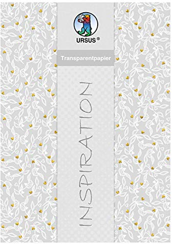 Ursus 77704602F - Transparentpapier Hochzeit, DIN A4, 115 g/qm, 5 Blatt mit Banderole, einseitig bedruckt, Vorderseite mit Heißfolie in gold veredelt, ideal zum Verzieren von Karten