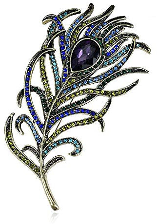 Vektenxi Premium Qualität Kristall Pfau Federn Brosche Boho Emaille Pins Kleidung Zubehör
