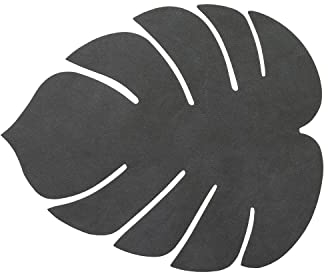 LindDNA Tischset Monstera Leaf aus recyceltem Nupo Leder in der Farbe Black mit Einer Größe von 26X22cm, 990073