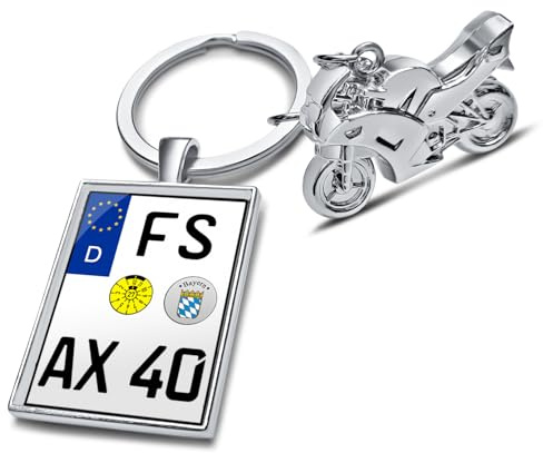 Internetservice Timo Lindner Motorrad Schlüsselanhänger Mini Motorradkennzeichen Nummernschild Kennzeichen Personalisiert Individuell Geschenk