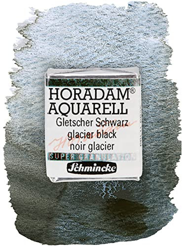 Schmincke – HORADAM® AQUARELL, Super Granulation, 14 965 044 Gletscher Schwarz, 1/2 Näpfchen, sehr stark granulierende Farbtöne, feinste, supergranulierende Aquarellfarben