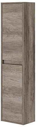 Colonna Bagno sospesa H. 140 cm, 2 Ante reversibili con Ripiani Interni Serie Oasi, Colore Rovere, in Kit di Montaggio