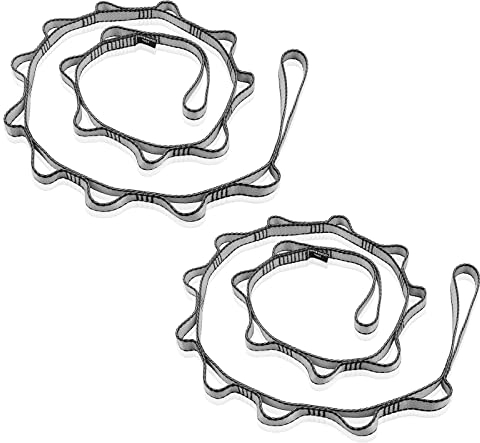 DASKING Daisy Chains, 180cm Yoga Hängematte Verlängerungsgurt, 23 KN Starke Verstellbares Nylon Übungsband Gurt für Aerial Yoga, Pilates, Dehnung, Camping, Fitness(Grau)