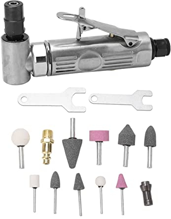 Druckluft-Stabschleifer 1/4 Zoll, 1/8 Zoll 90-Grad-Druckluft-Stabschleifer rechtwinklige pneumatische Graviermaschine mit Schleifkopfsatz