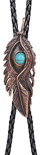 DELIGUO Herren-Bolo-Krawatte – Engelsfeder, Herrenanzug, Neuheit, Krawatte, Schmuck, Vintage-Kragen, Seil, Kleidungszubehör, Smoking, All-Match-Stil, Halskette, Rotbronze, Einheitsgröße