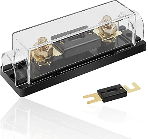 Porte Fusible - KLEHOPE 250A Fusibles pour Auto - avec 2 Fusibles (200A, 250A) - Porte Fusible de Batterie, Peut Etre Utilisé pour L'autoradio, La Stéréo