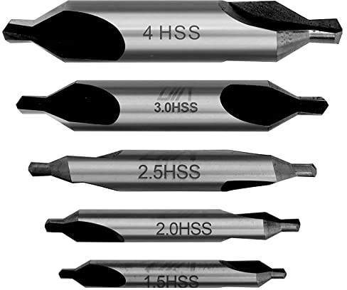 YULIN SUN Zentrierbohrer Set, 5 Stk 1.5/2/2.5/3/4 mm Zentrierbohrer, 60 Grad Countersink Bohrer Spotting für Metall,Legierung,Kupfer,Eisen Schnelles Schneiden