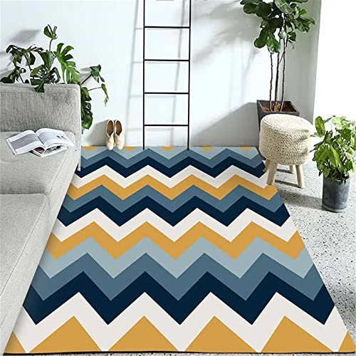 Teppich Für Bürostuhl blau Teppich Badezimmer jugendzimmer Teppich Teppich Salon blau faltlinie Streifen moderner wohnzimmerteppich weich 50X80CM Kinderteppich Spielmatte Sofa Wohnzimmer