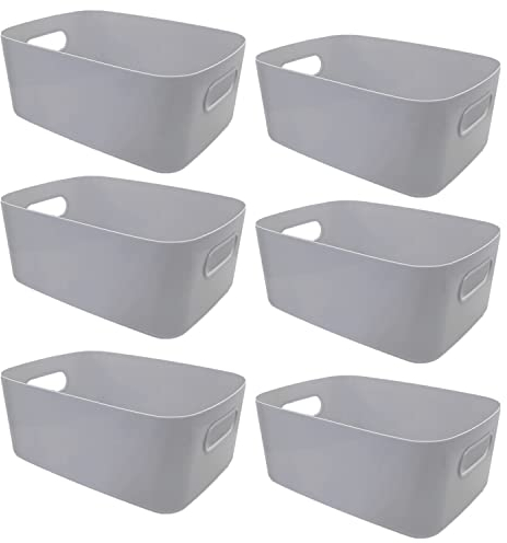 suntonmoto Aufbewahrungsbox, 6Stück Korb Aufbewahrung, Organizer Box, Aufbewahrungskorb Kunststoff, Multifunctional Ordnungsboxen, Korb Aufbewahrung, Kitchen Schrank Storage Körbchen( grau )