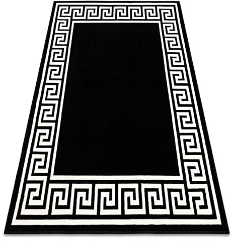 rugsx Teppich BCF Morad GREK Griechisch, Teppich für Wohnzimmer, Zimmer, Schlafzimmer - schwarz 80x150 cm