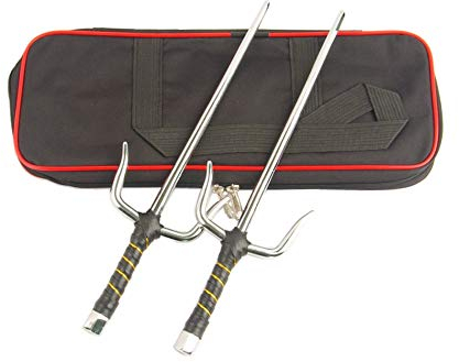 Superdo Octagon Martial Arts Sai Metall-Kampfsport, Schwarz und Silber, 38,1 cm und Etui