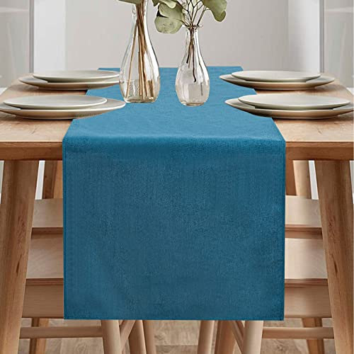 Tischläufer Modern, Tischläufer, Wasserdicht Tischläufer, Läufer Tisch, Tischläufer Frühling Modern, Grün Tischläufer für Draussen Balkon Drinnen Party Dekoration (Blaugrün, 40 x 140 cm)