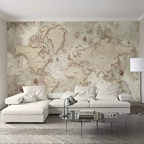 Papier Peint Panoramique Carte Du Monde Beige Moderne Papier Peint 3D Intissé Décoration Murale