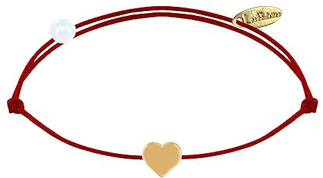 LES POULETTES BIJOUX - Bracelet Lien Plaqué Or Mini Coeur - Rouge