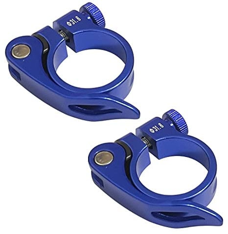 2 Pcs Bicycle Seat Clamp,31.8mm Quick Release Bike Seatpost, Aluminum Alloy Seat Lock Clamp, Bicycle Seat Attachment (Blue)