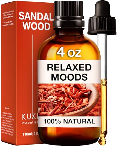 Kukka Sandelholz ätherisches Öl 100% NATURREIN Für Diffusion, natürliche Hautpflege, Massage, Parfümherstellung, natürliche Haarpflege, Aromatherapie, Selbstherstellung von Seife und Kerzen (118ml)