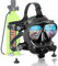 MODJUEGO Maschera Subacquea Integrale con Supporto per Fotocamera, Regolabile,Vista Panoramica A 180° per Adulti,Anti-appannamento,Anti-perdite,Set con Tappo Asciutto