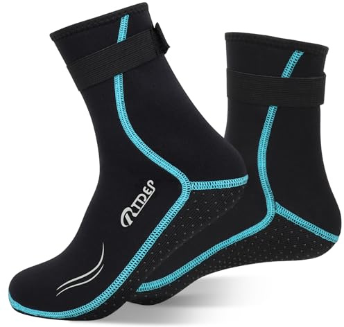 Rtdep Neoprensocken, Schwimmsocken für Damen und Herren, rutschfeste Neoprenanzugsocken, 3 mm, Strand-Neoprenanzug-Stiefel zum Tauchen, Schnorcheln, Segeln