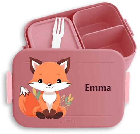 Kinder Bento Box Midi für Mepal Bentobox - Brotbox süßer Fuchs Lunchbox Wildtiere Vesperdose Raubtier I - 900 ml - Rosa - brotbüchse krippe brotdose fuchsmotiv name jausenbox pausenbox