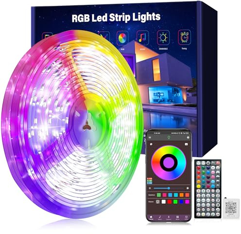 Ledagic LED-Lichterkette für Schlafzimmer, 30 m, 1 Rolle, Musik-Synchronisation, Farbwechsel, mit 60-Tasten-Fernbedienung und App-Steuerung, RGB-LED-Lichtstreifen
