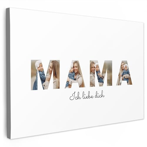 MuchoWow© personalisierte Geschenke Wandbilder 60x40 cm Schlafzimmer Home Deko Wohnung Bild personalisiert Wohnzimmer Fotoleinwand Wand Bilder Leinwand Wall Decor Mama - Familie